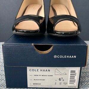 Cole Haan Black Patent Sadie OT Wedge 65mm size 6.5M